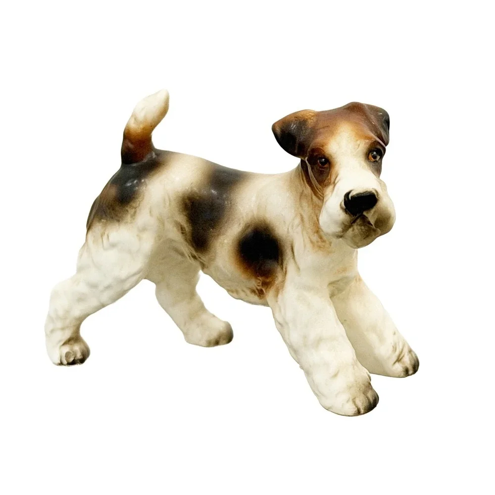 Enesco Fox Terrier Dog Figurine Japan Vintage Porcelain Airdale 4.25